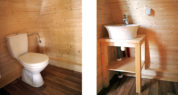 L'intérieur du Lodge sanitaires : toilettes et lavabo