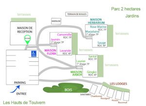 Plan d'ensemble des gites Les Hauts de Toulvern maison de réception et hébergements